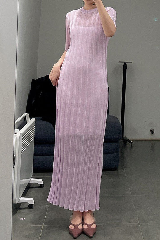 SWAYING/KNIT gradient striped dress (two-piece suit) SW212LS27 purple